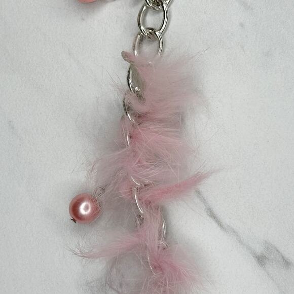 Beaded Fur Woven Silver Tone Chain Link Belt OS Y2K Festival - Picture 6 of 16